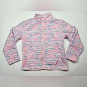 Eddie Bauer Kids XS (5/6) Pink‎ Blue Fuzzy Fleece Full Zip Jacket